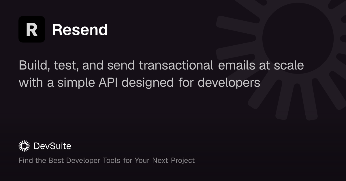 Resend: Powerful email API for developers – DevSuite