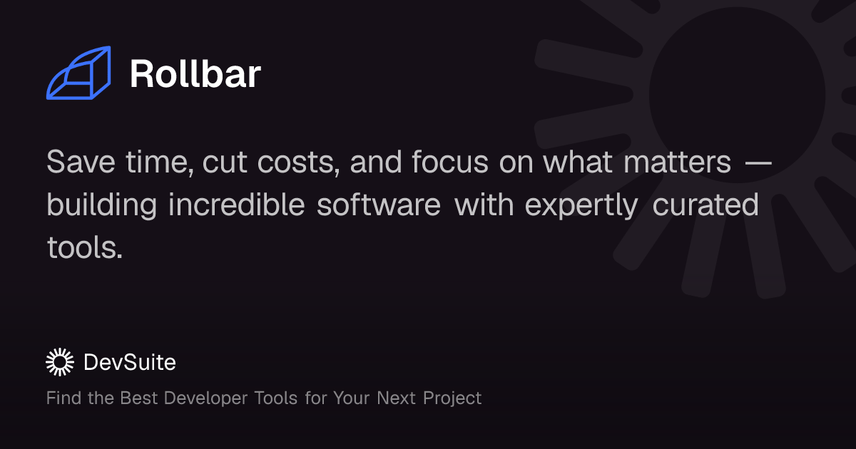 Rollbar: Real-time error tracking and debugging for developers – DevSuite
